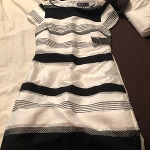 White and black striped dress